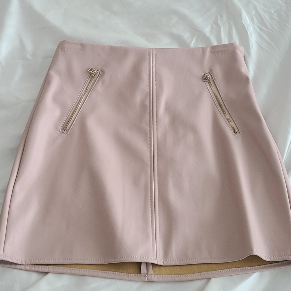Never worn pleather pink skirt